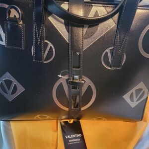 Valentino Black Handbag with Logo Design